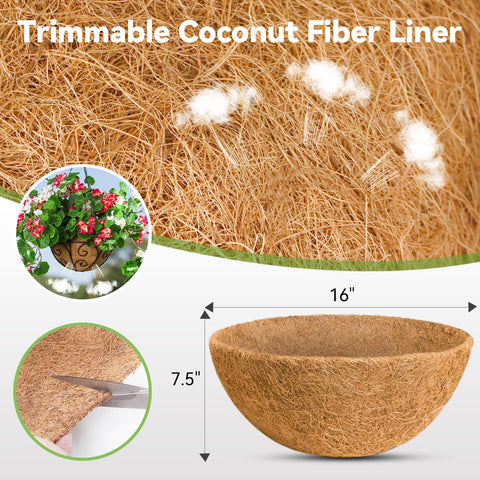 Hoscabss round coconut-fiber liner 16in; ready to shape for planters