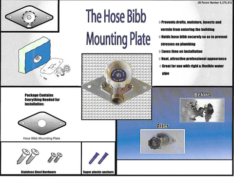 Hose Bibb Mounting Plate blocks drafts and moisture around exterior walls.