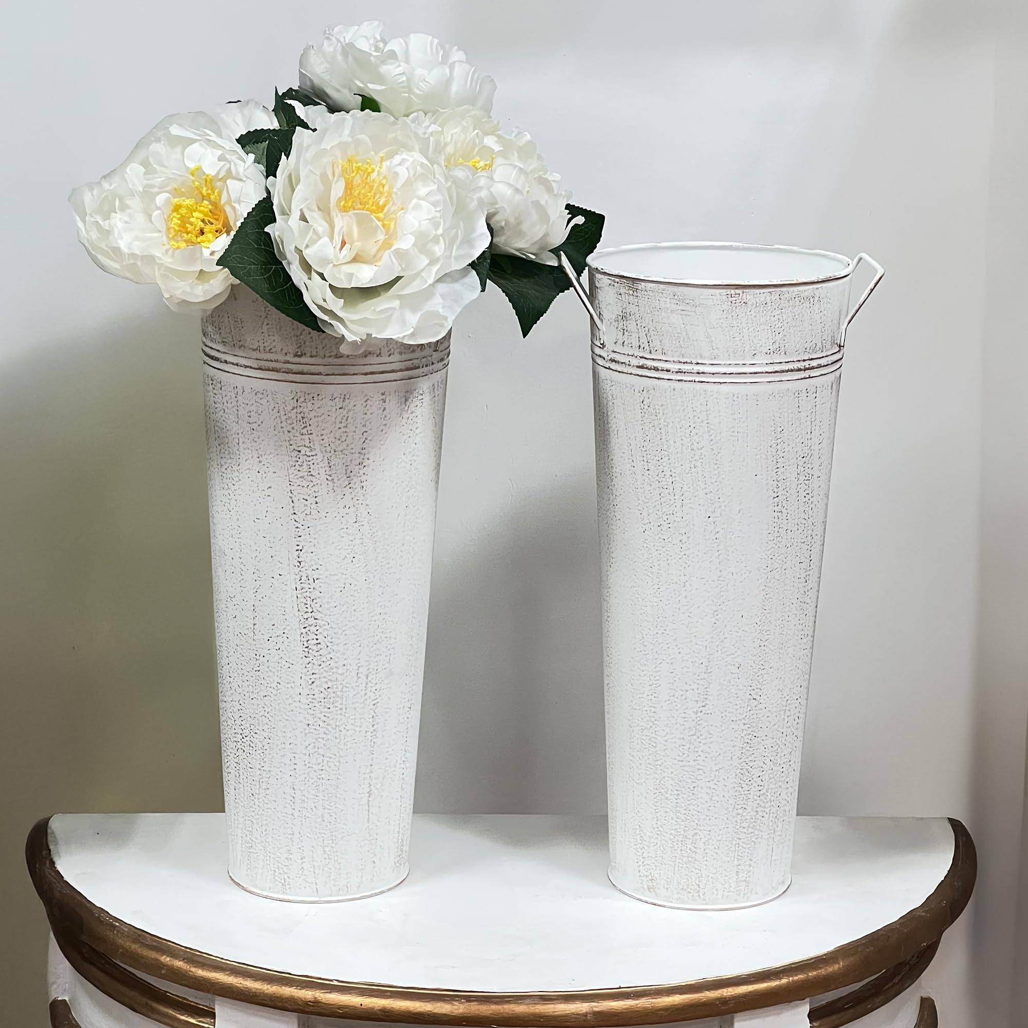 Hosley floral arrangement bucket enhances indoor and outdoor ambiance.