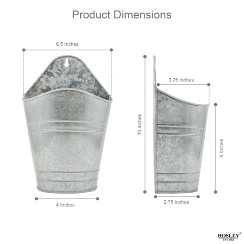 Hosley wall planter measures 6.25 by 4 by 10 inches for compact mounting.