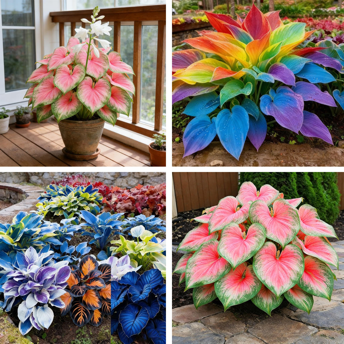 Hosta seeds 150-plus mix showing variegated foliage for a striking shade garden.