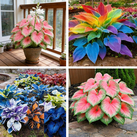 Hosta seeds 150-plus mix showing variegated foliage for a striking shade garden.