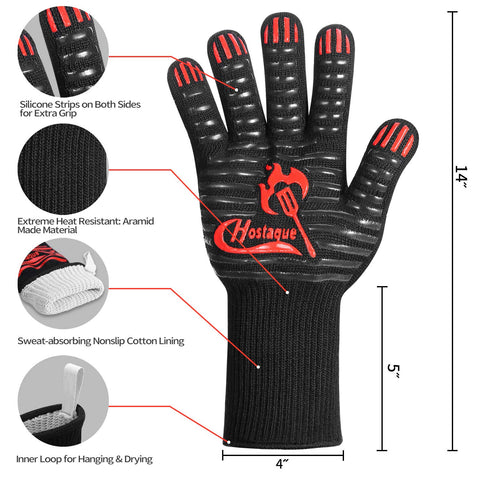 Hostaque grilling gloves offer a non-slip grip for secure handling of hot pans.