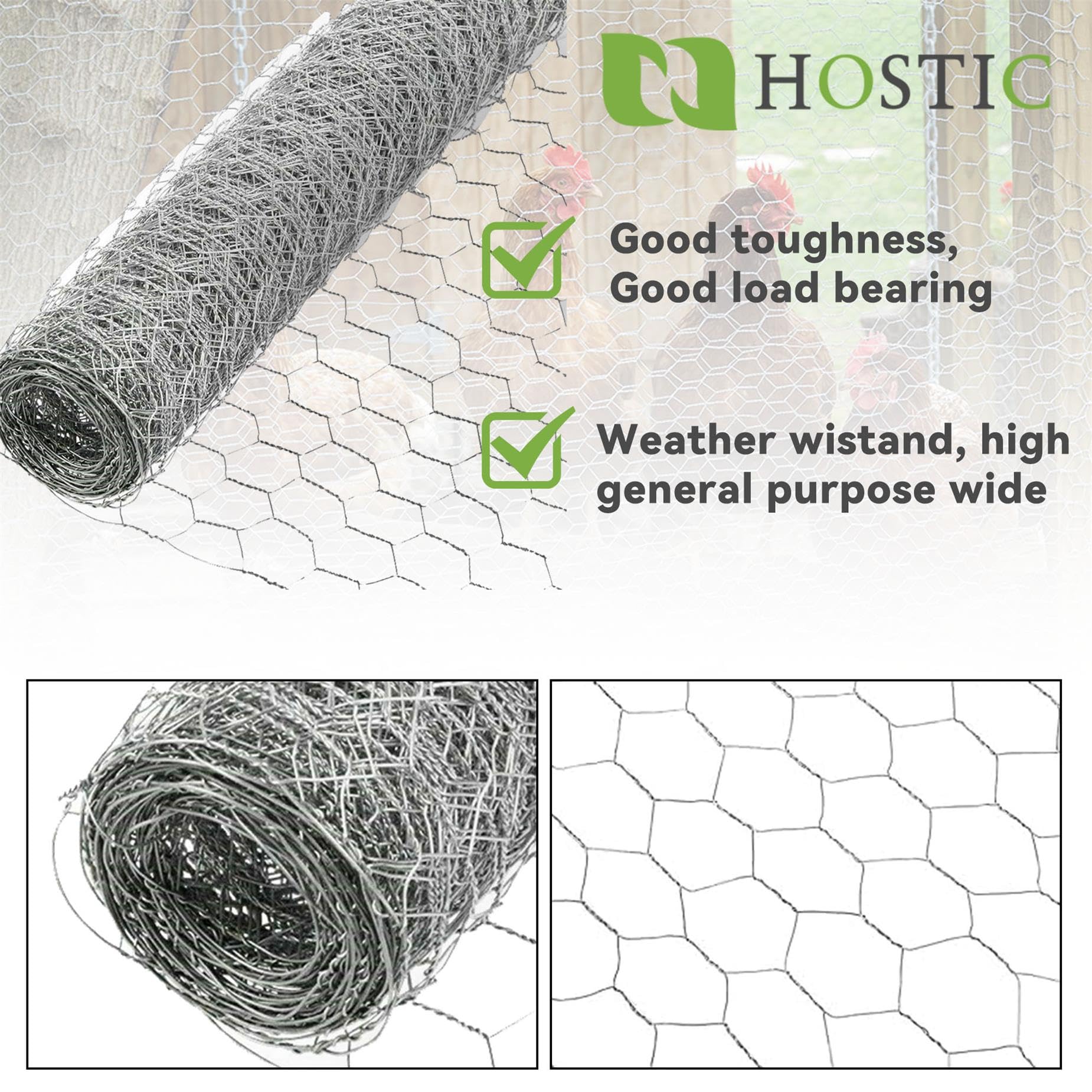 HOSTIC easy-cut poultry netting roll for quick, safe DIY adjustments