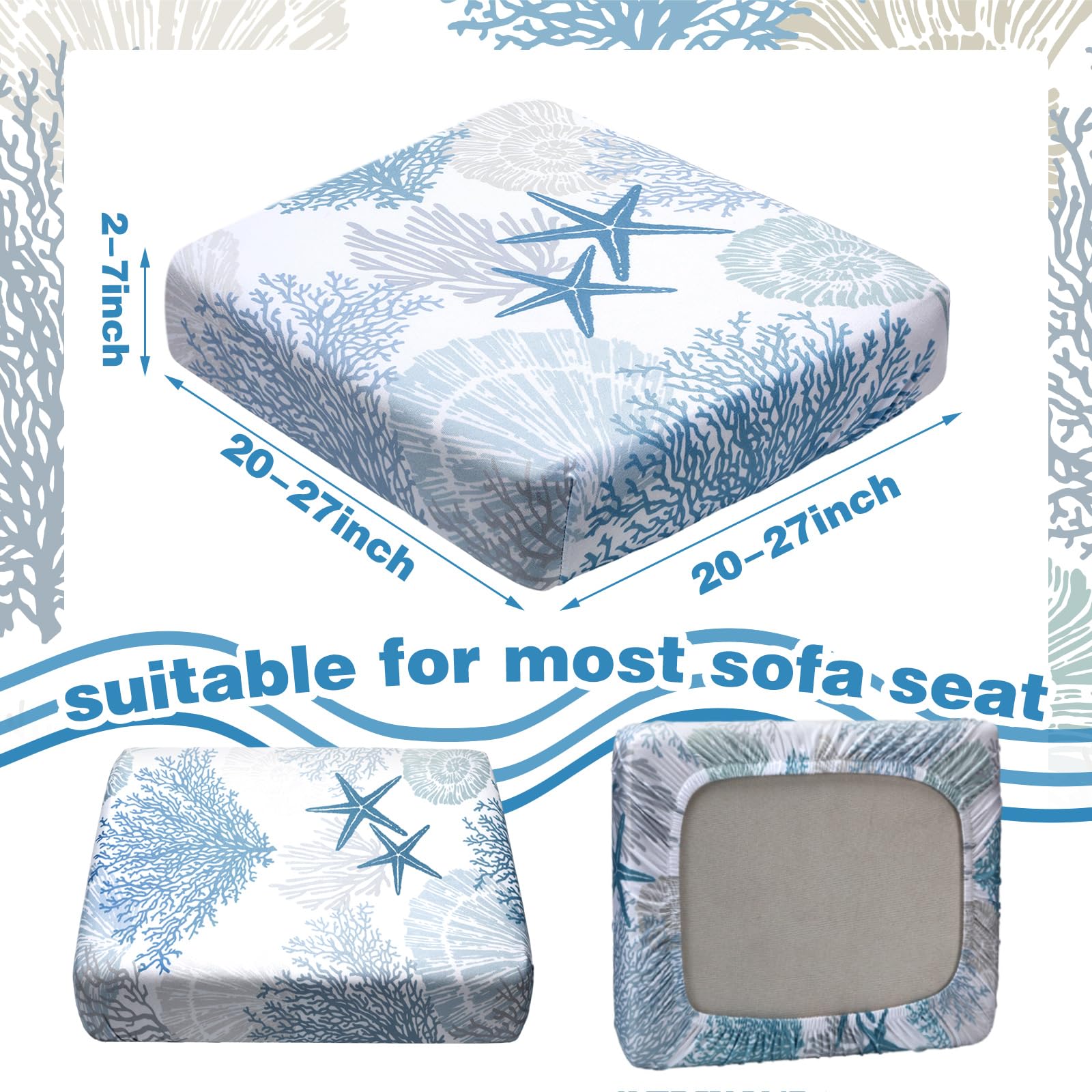 Hosuly seashell-pattern cushion cover brings ocean vibes and cushion protection.