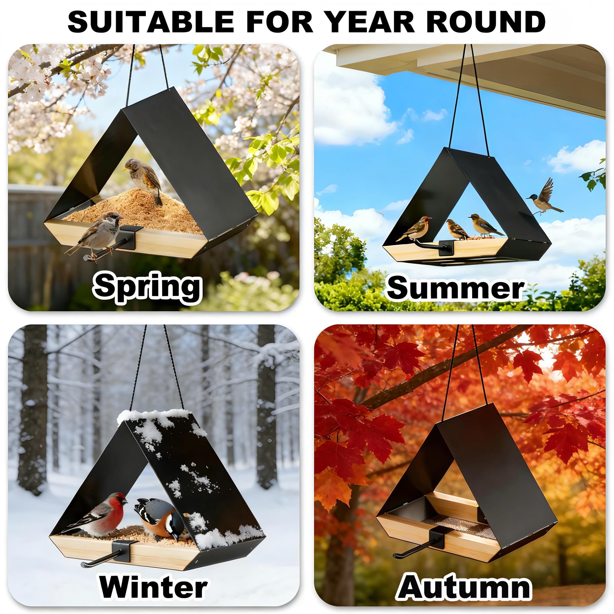 HOSUN weatherproof metal feeder endures wind rain and sun