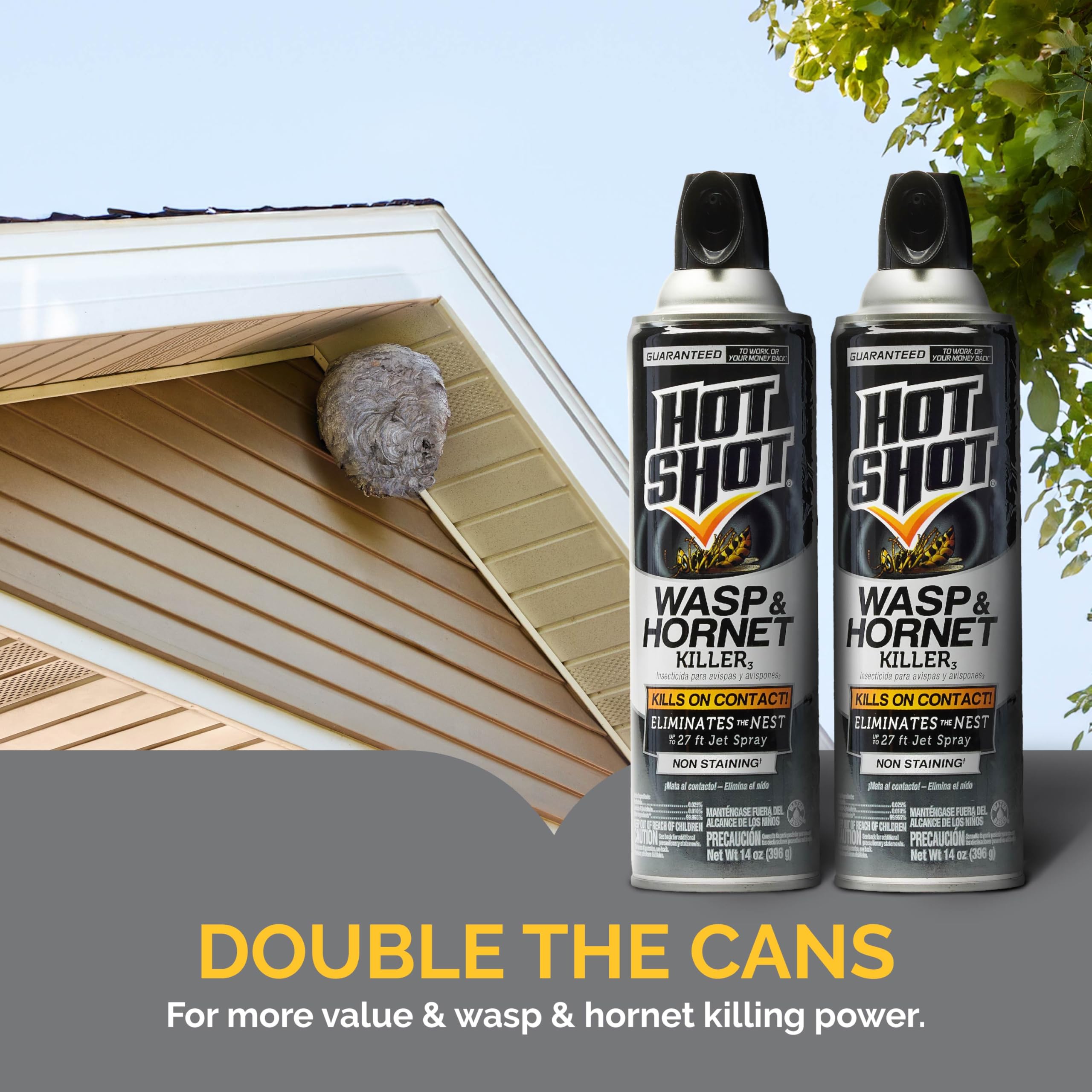 HOT SHOT 14-ounce can ready for quick home protection.