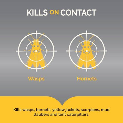 HOT SHOT 27-foot jet spray reaches distant nests safely.