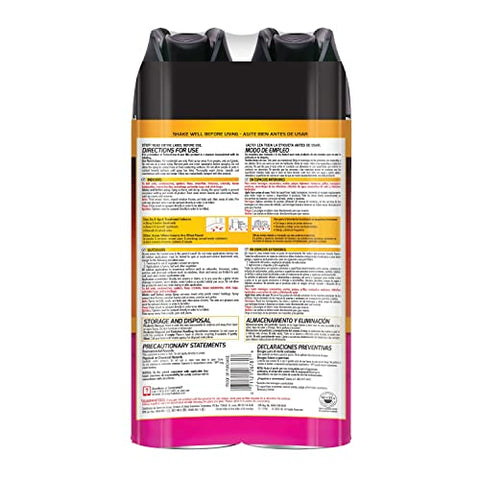Hot Shot aerosol can spraying along baseboards for indoor pest control.