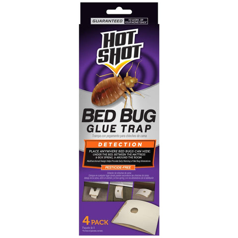 HOT SHOT bed bug glue trap 4 ct pack for detection in homes