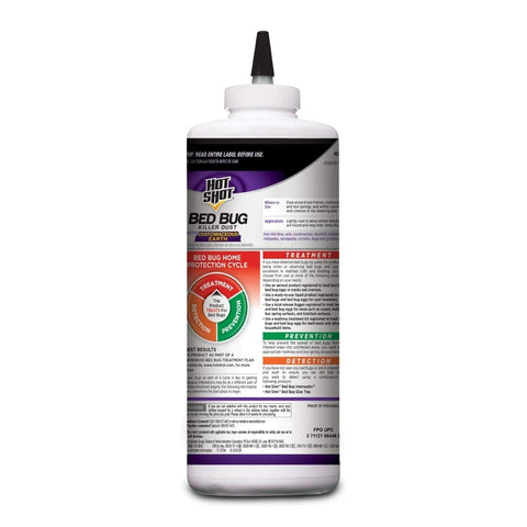 Hot Shot Bed Bug Killer Dust applied around a bed frame for targeted control.