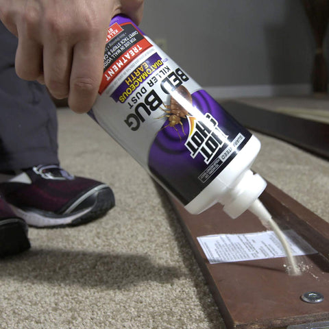Hot Shot Bed Bug Killer Dust on mattress seams to reach hidden pests.