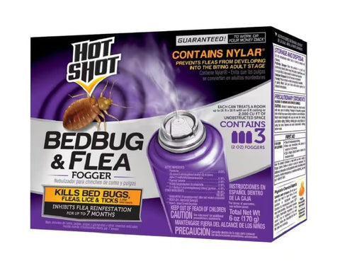 Hot Shot bedbug and flea fogger three-count pack for room treatment