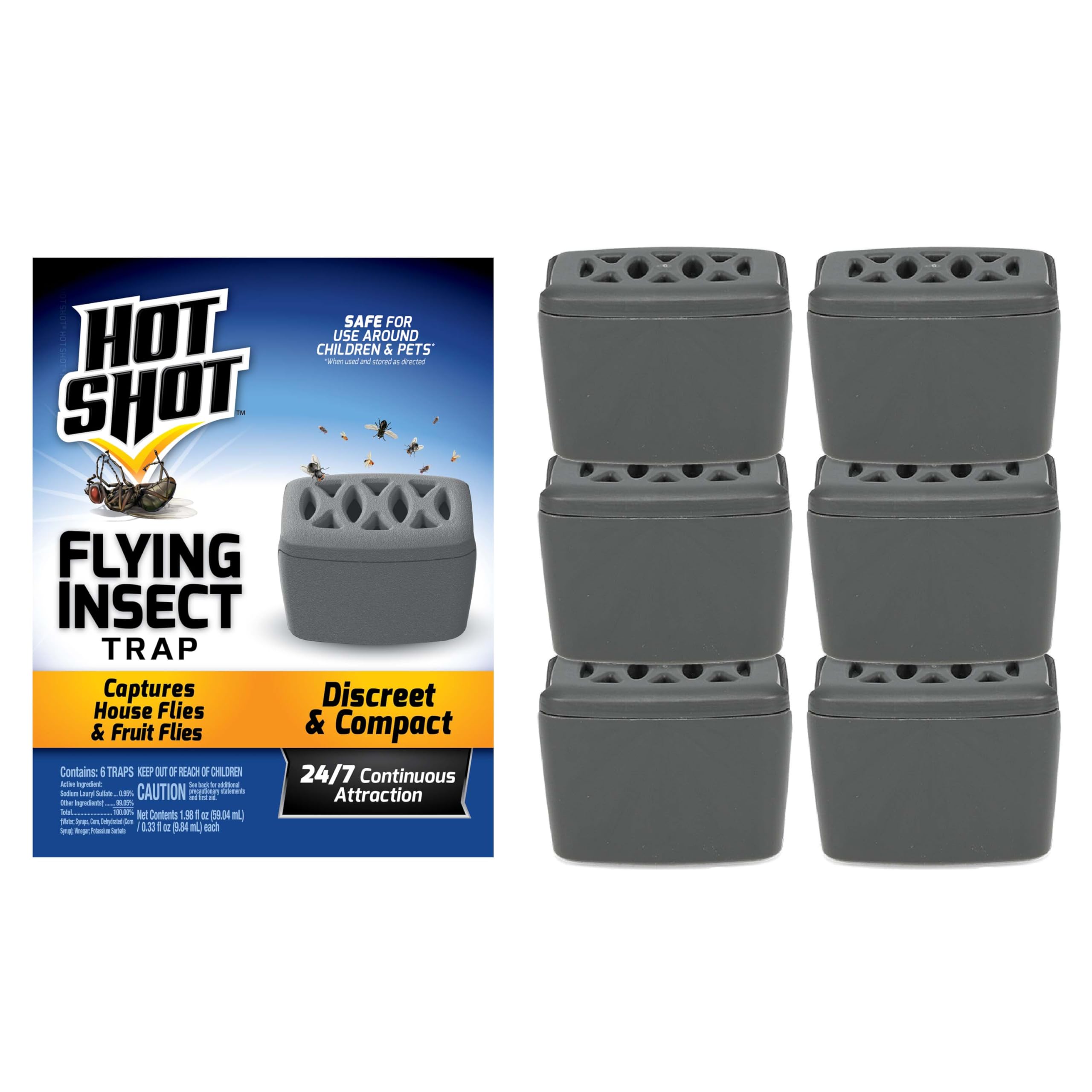 Hot Shot Flying Insect Trap on a discreet design blends with decor.