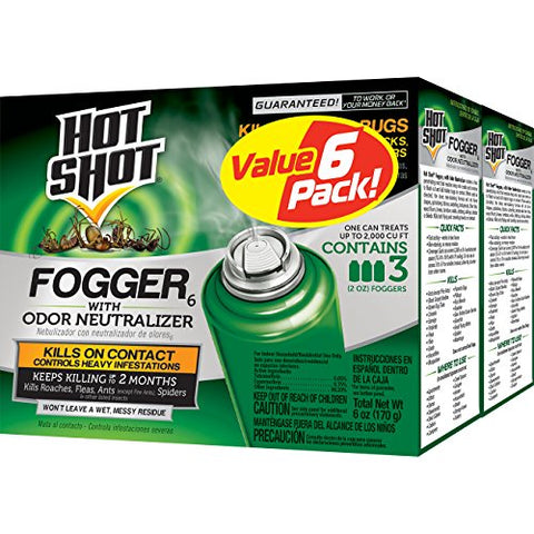 Hot Shot Fogger Odor Neutralizer six cans for fast, wide-area pest control