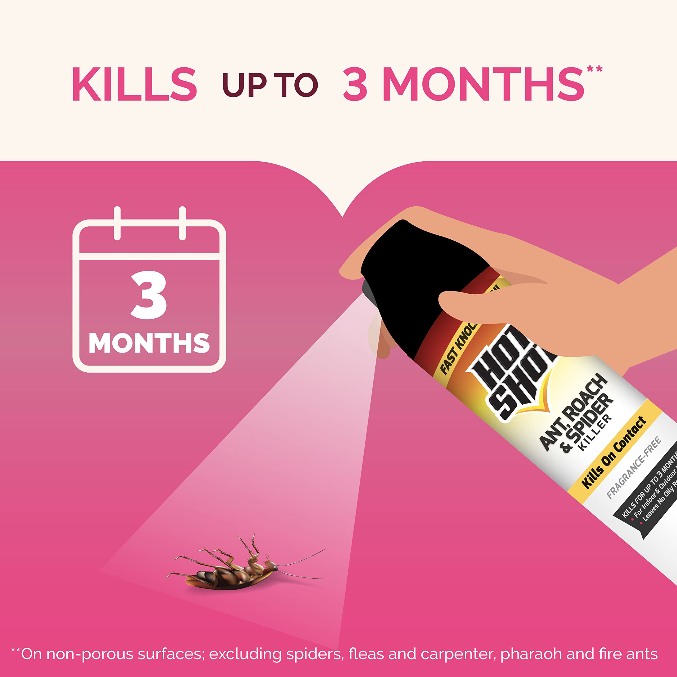 Hot Shot fragrance-free formula visible on label for sensitive spaces.