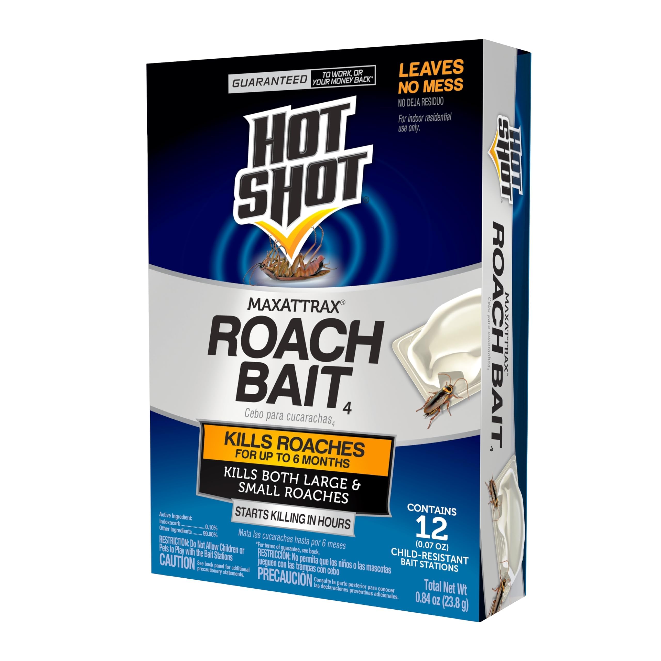 HOT SHOT MaxAttrax roach bait station closeup for easy placement and fast roach attraction.