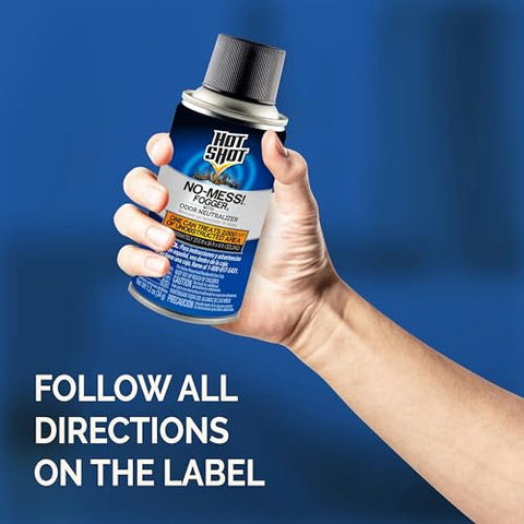 Hot Shot No-Mess Fogger non-staining formula shown in living space