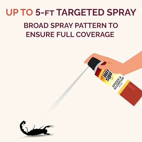 Hot Shot spider and scorpion killer water-based formula leaves no mess or oil.