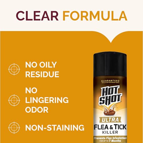 Hot Shot Ultra Flea & Tick Killer used on carpets and drapes keeps living spaces pest-free