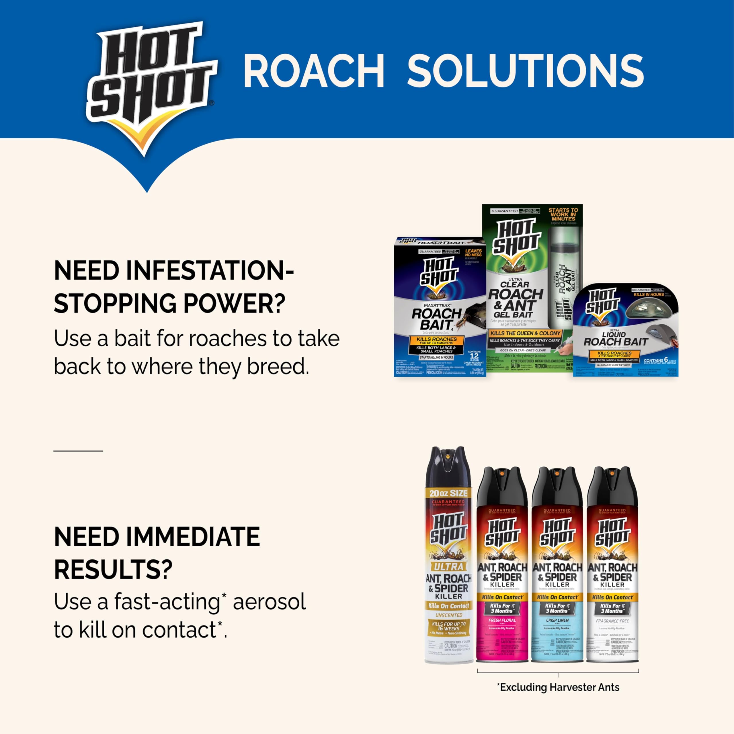 Hot Shot Ultra Liquid Roach Bait spots visible bait for easy monitoring.