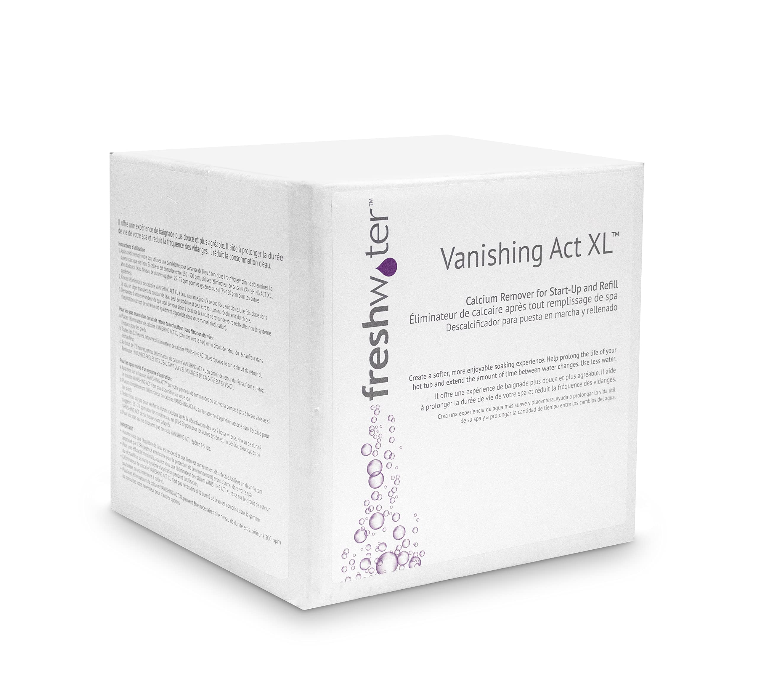 Hot Spring Vanishing Act XL calcium remover on spa drain for softer water and easier maintenance.