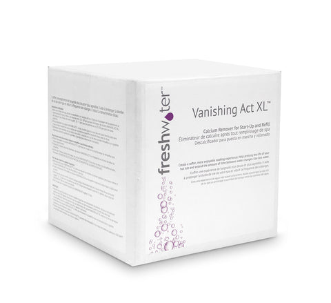 Hot Spring Vanishing Act XL calcium remover on spa drain for softer water and easier maintenance.