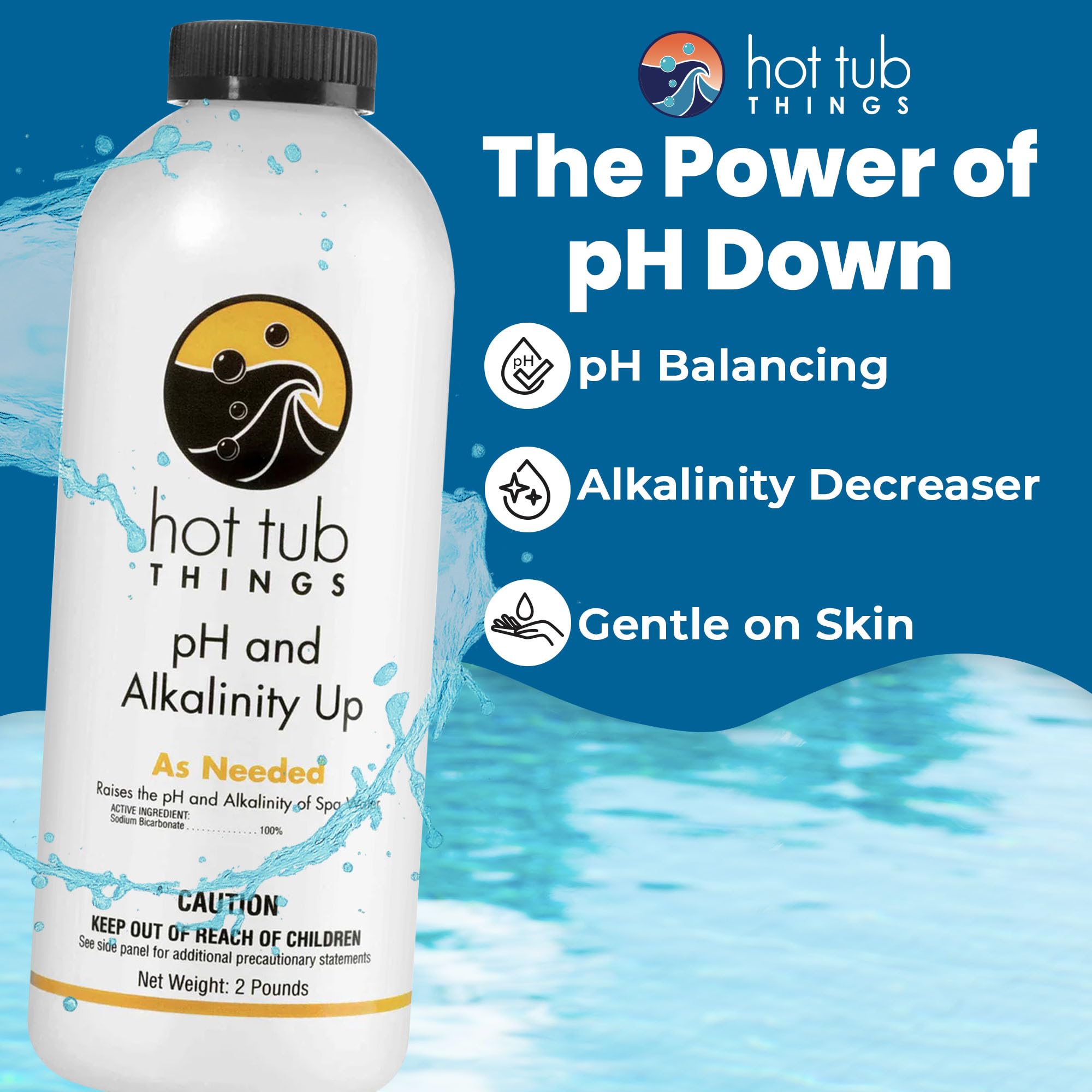Hot Tub Things alkalinity increaser powder dissolving for stable pool and spa pH.