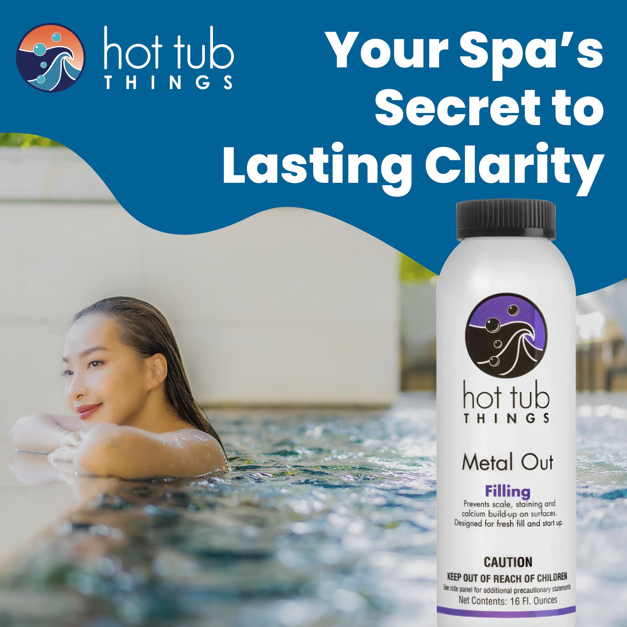 Hot Tub Things Metal Out pump-running dispersion during fill-up.