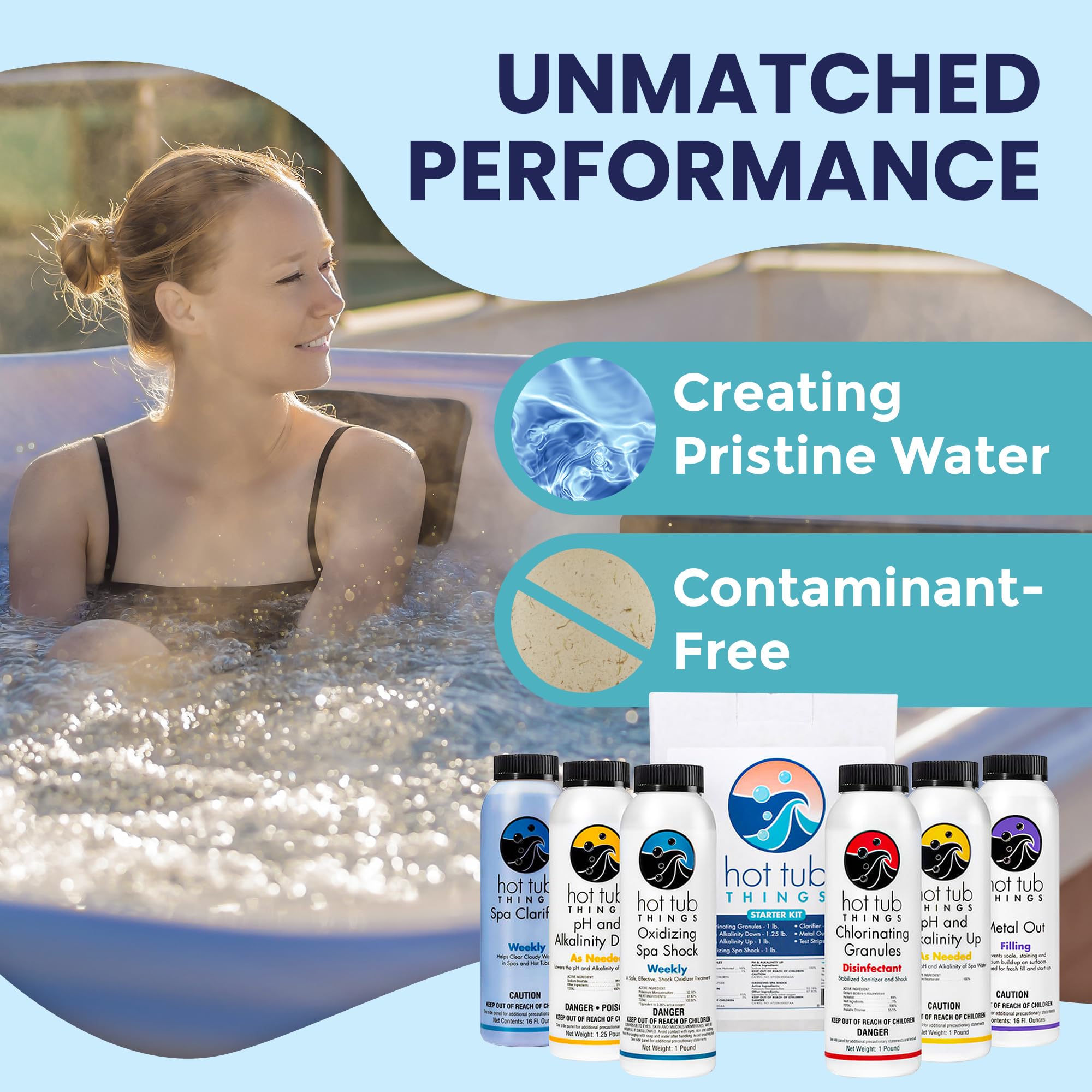 Hot Tub Things spa shock bottle refreshes water and clarity.