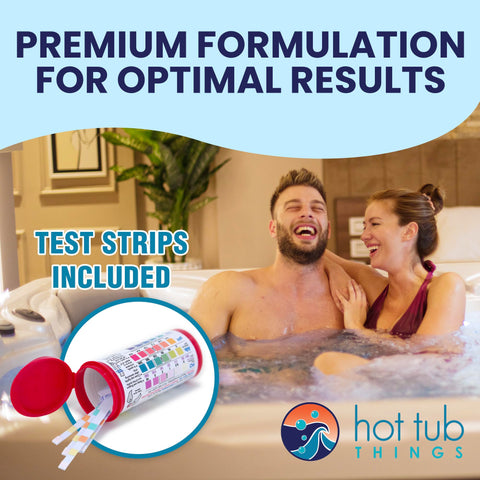 Hot Tub Things spa clarifier bottle promotes crystal-clear water.