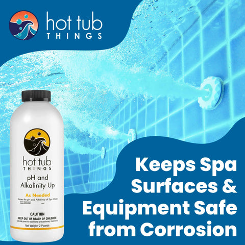 Hot Tub Things spa pH up application helps keep water comfortable and clear.