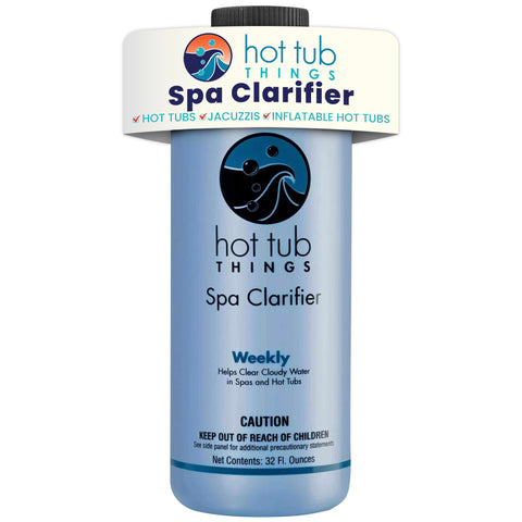 Hot Tub Things Spa Water Clarifier bottle pour for easy dosing and quick clarity