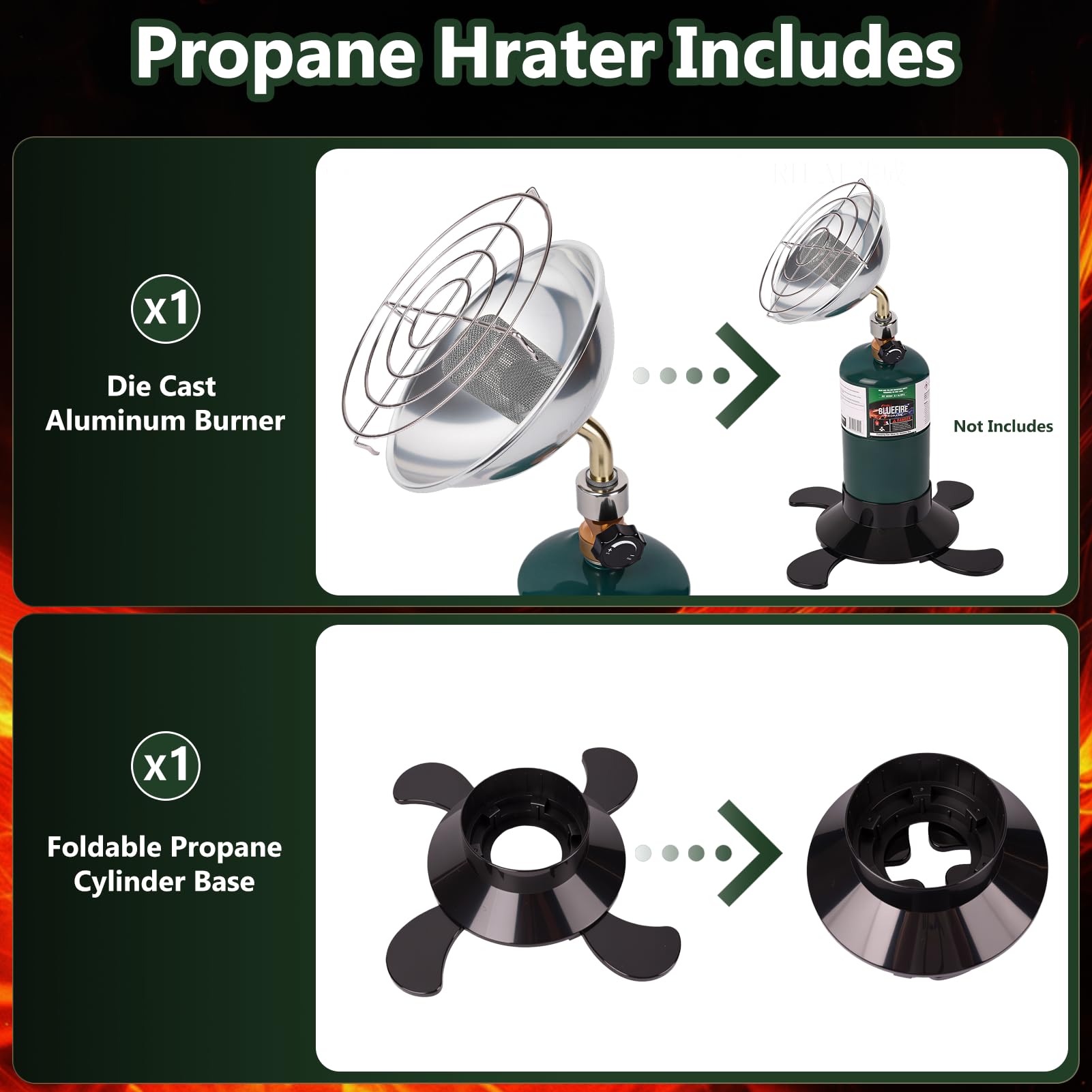 Hotdevil with all aluminum reflector directs heat efficiently for even coverage.