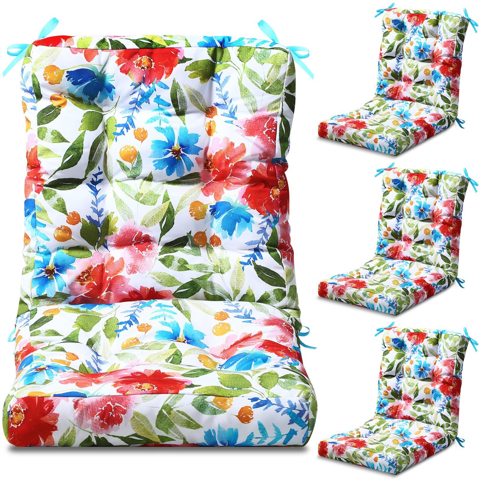 Hoteam 4-set outdoor cushions for versatile patio seating with flower pattern