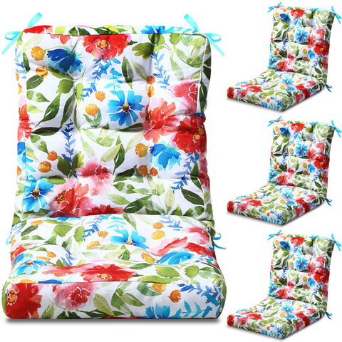 Hoteam 4-set outdoor cushions for versatile patio seating with flower pattern