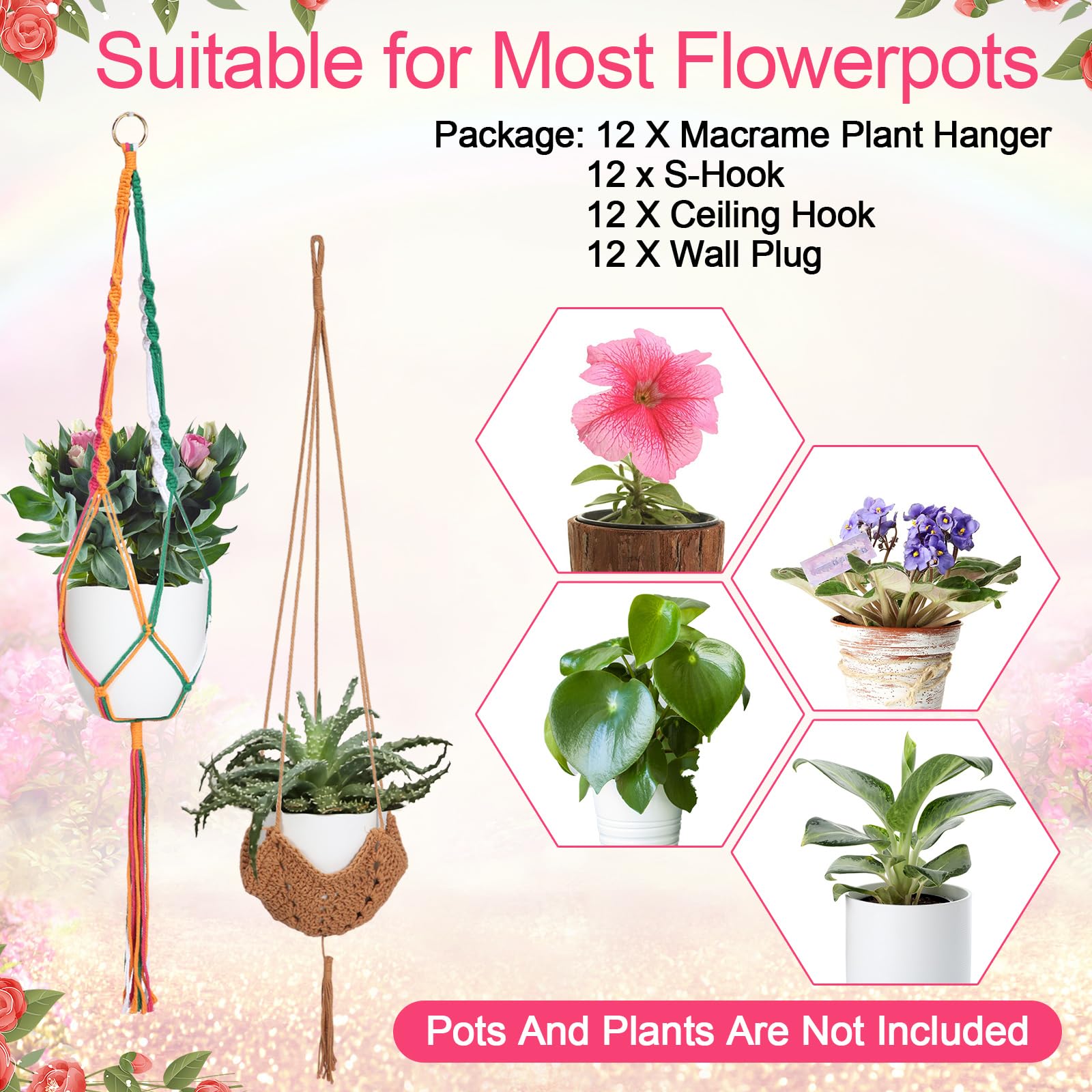 Hoteam boho planter holders add rustic vintage charm to patio and living areas