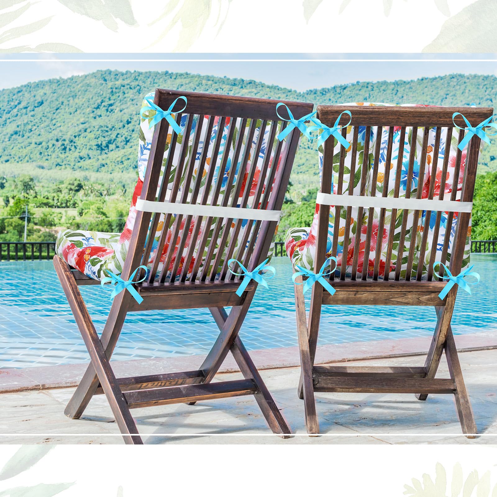 Hoteam cushions with laces and elastic bands stay secure on chairs