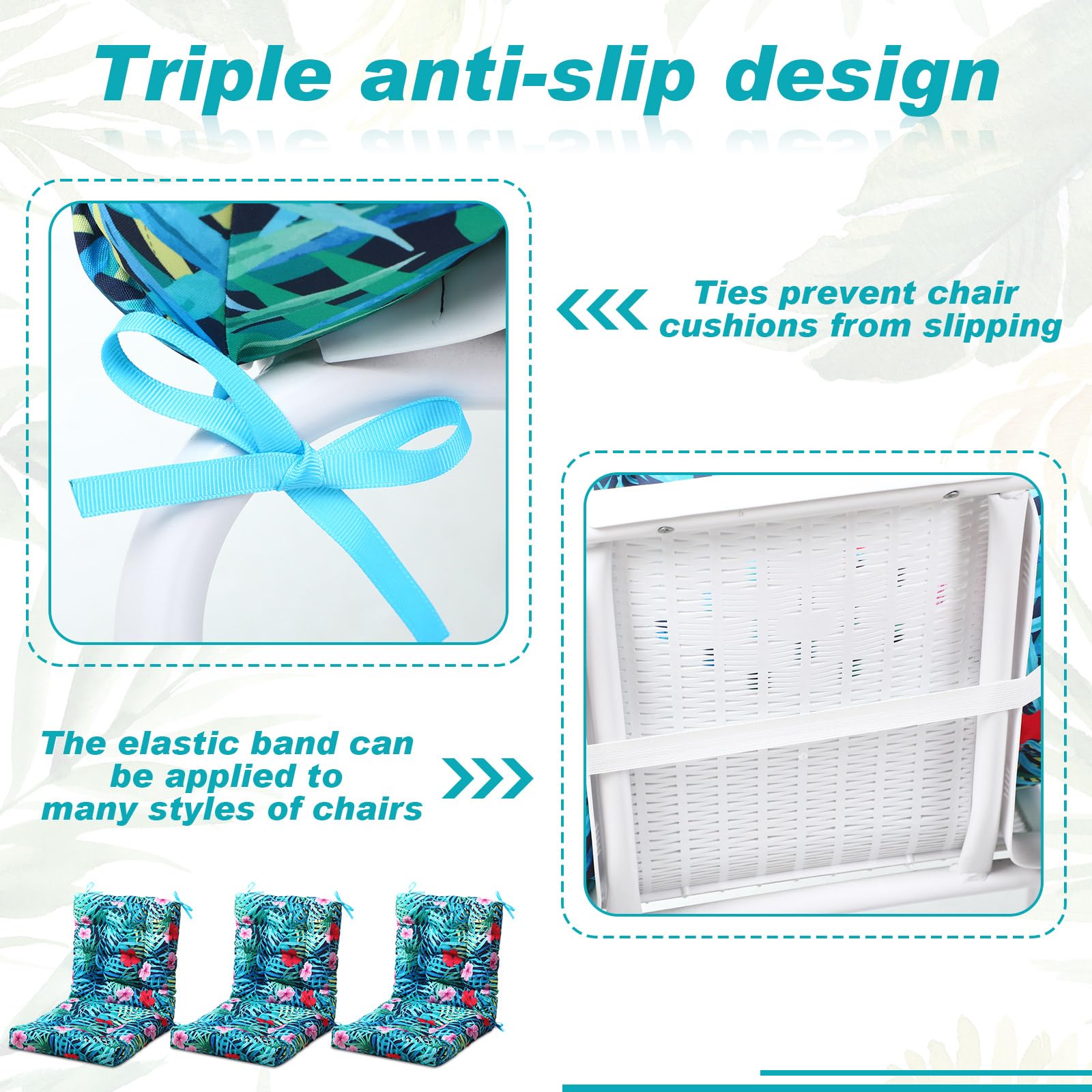 Hoteam cushions with laces and elastic bands securing a stable fit