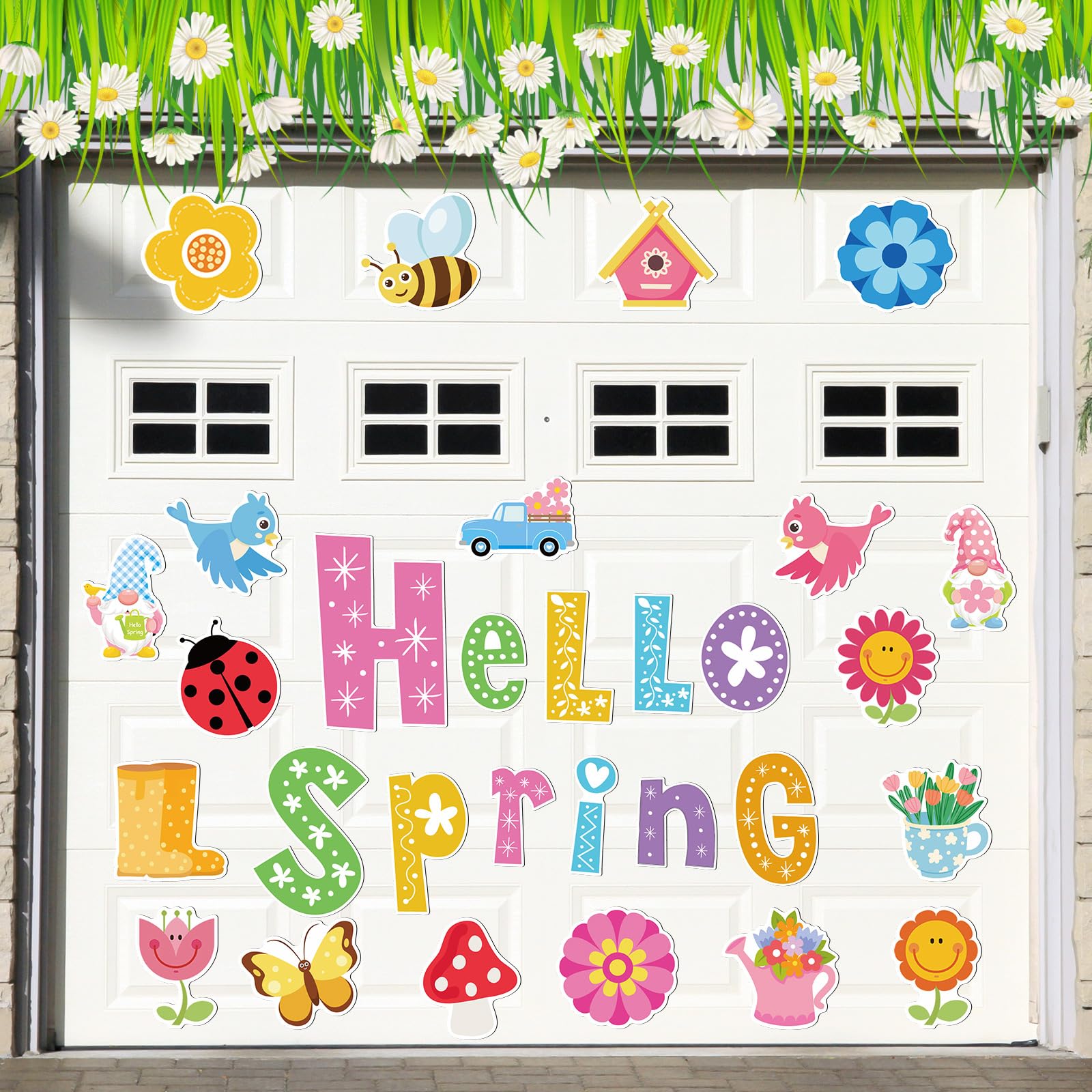 Hoteam Hello Spring magnets with flower umbrella design brighten metal surfaces for seasonal décor