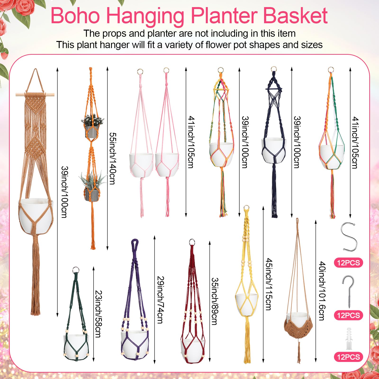 Hoteam macrame hangers shown on balcony for space-saving vertical gardening