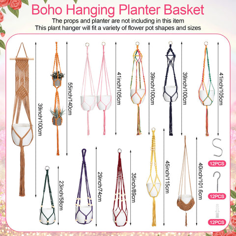 Hoteam macrame hangers shown on balcony for space-saving vertical gardening