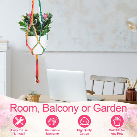 Hoteam macrame hangers with included hook accessories for flexible mounting