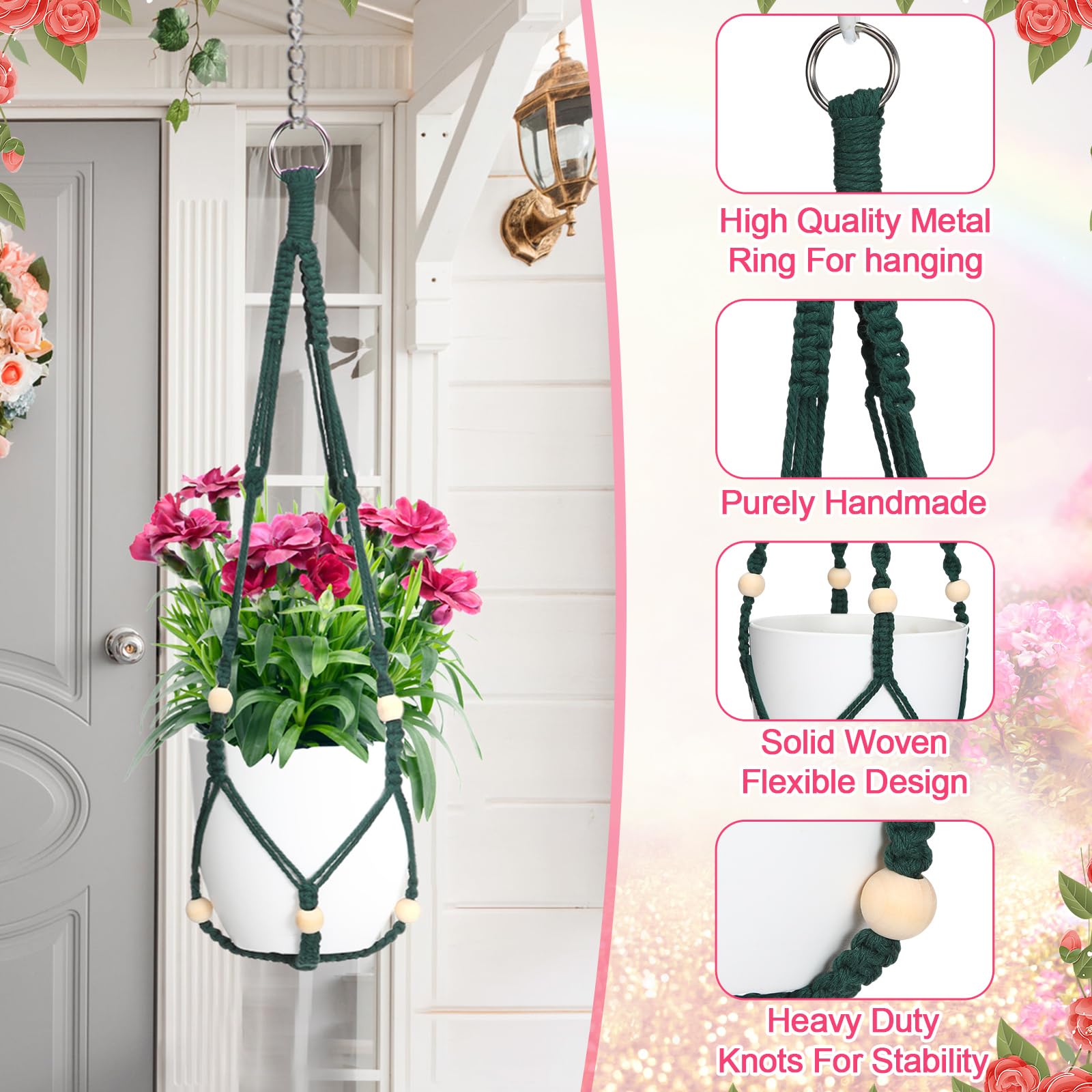 Hoteam macrame hangers designed for pots 10-25 cm diameter