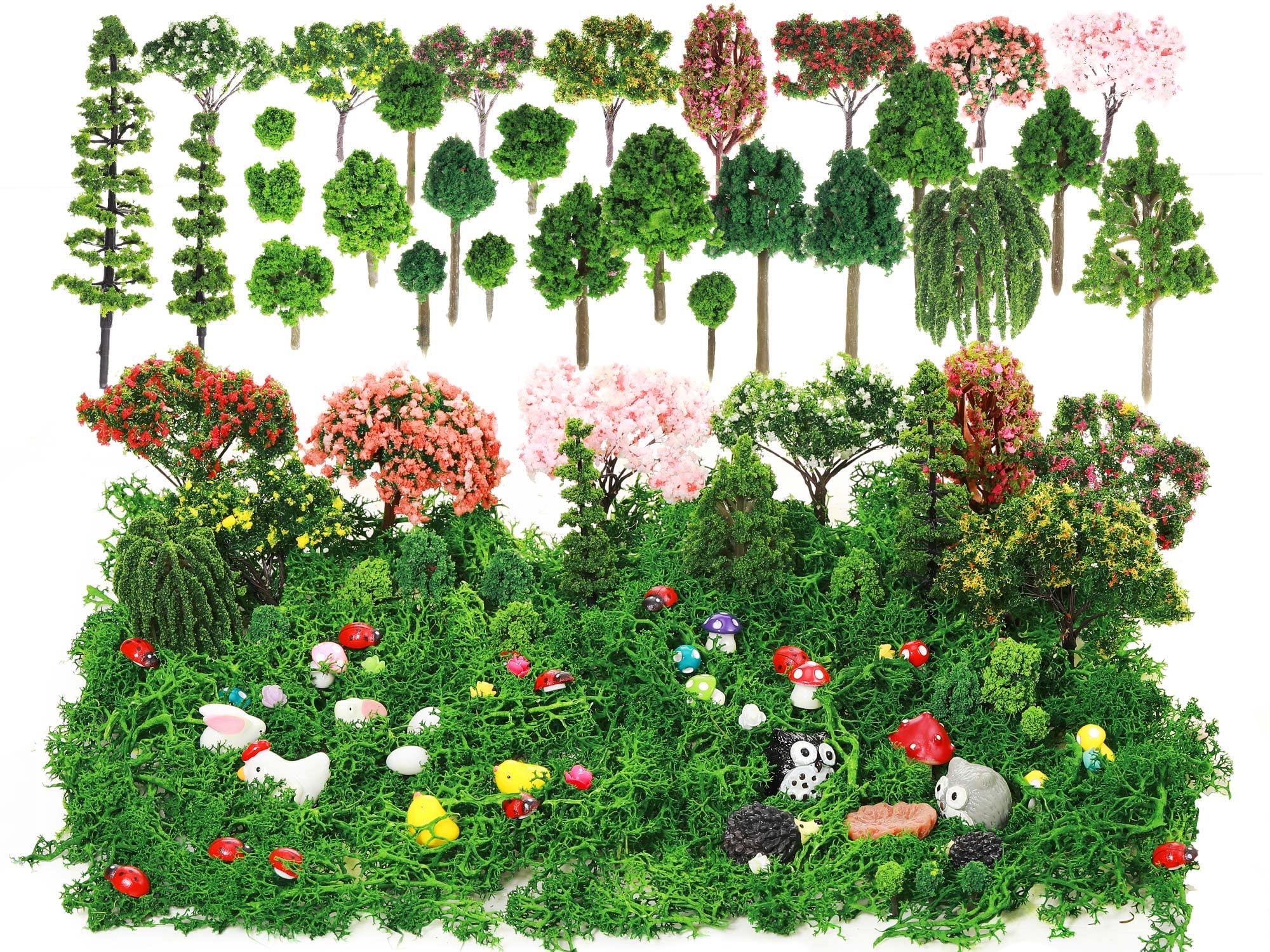 Hoteam miniature garden trees enhance diorama realism and natural detail.