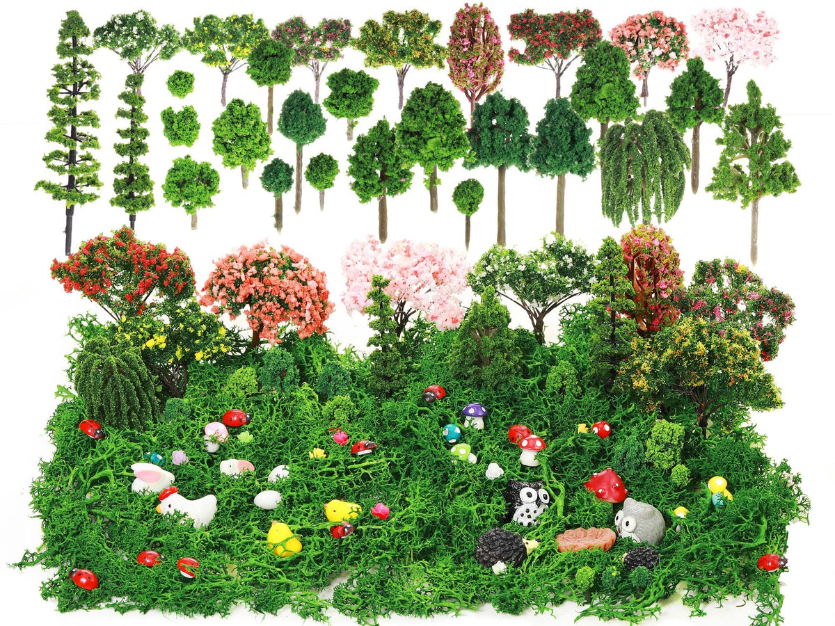 Hoteam miniature garden trees enhance diorama realism and natural detail.