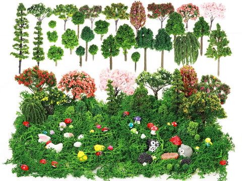 Hoteam miniature garden trees enhance diorama realism and natural detail.