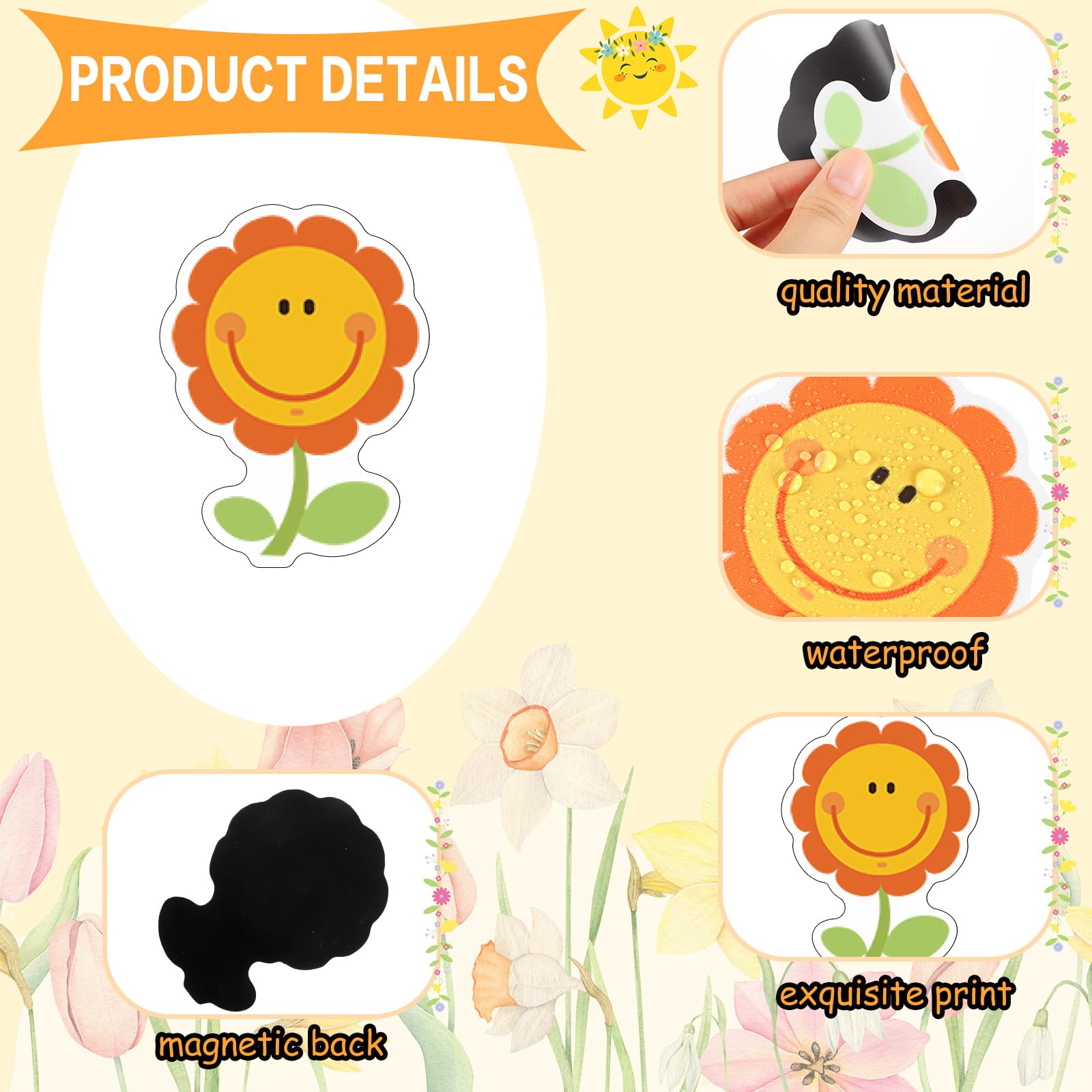 Hoteam Sunflower watering kettle magnets bring cheerful accents to garage doors