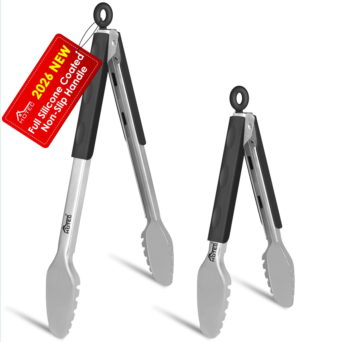 HOTEC 9-inch tongs for precise flipping during everyday cooking.