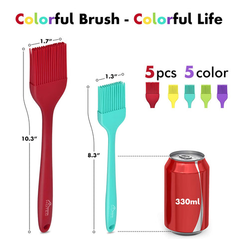 HOTEC basting brush set shows vibrant colors for sauces and pastries.